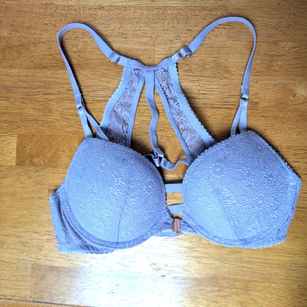 Victoria's Secret Front Clasping Purple Lace Racerback Bra